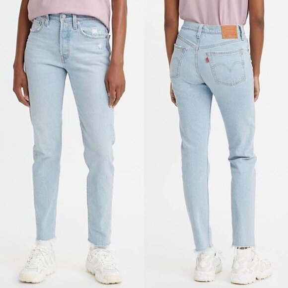 NWT Levis 501 Denim Jeans Size 26 Light Blue Wash High Rise Skinny Cropped - Picture 1 of 7